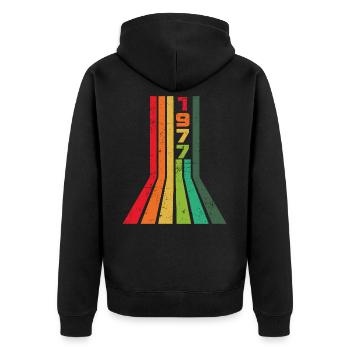 Millésime 1977 - Veste à capuche bio Premium Unisexe - noir - Dos - Nico (187cm)