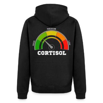 Funny Low cortisol Hilarious Stress Free Cortisol - Unisex Premium Organic Zip Hoodie - black - Back - Nico (187cm)