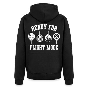 Ready for Flight Mode Dart Flights Pro Sport - Unisex Premium Bio Zip Hoodie - Schwarz - Hinten - Nico (187cm)