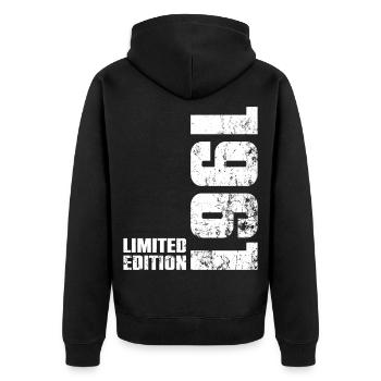 Cadeau d'anniversaire 65 ans 1961 Homme Femme - Veste à capuche bio Premium Unisexe - noir - Dos - Nico (187cm)