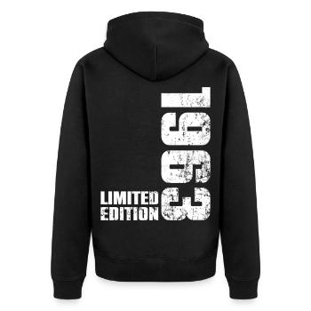 63 Jahre alt 1963 Geburtstagsgeschenk Männer Frauen - Unisex Premium Bio Zip Hoodie - Schwarz - Hinten - Nico (187cm)