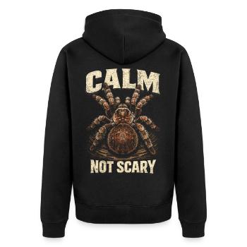 Tarantula Calm Not Scary - Unisex Premium Organic Zip Hoodie - black - Back - Nico (187cm)