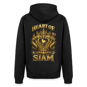 Thailand Thai Pride Heart Of Siam - Unisex Premium Organic Zip Hoodie - black - Back - Nico (187cm)