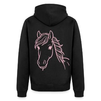 Fille Cheval Rose Art Trait Amour du Cheval - Veste à capuche bio Premium Unisexe - noir - Dos - Nico (187cm)