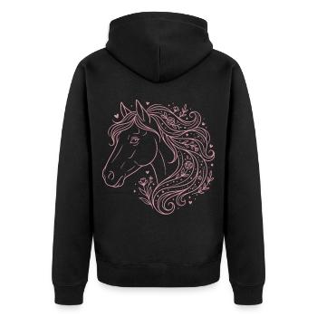 Horse floral boho horse girl pink - Unisex Premium Organic Zip Hoodie - black - Back - Nico (187cm)