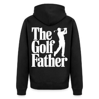 The Golf Father Shirt - Gift for Golfer Dad - Unisex Premium Organic Zip Hoodie - black - Back - Nico (187cm)