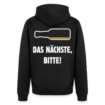 Das Nächste, Bitte! (Bier / Bierchen / NEG 2C) - Unisex Premium Bio Zip Hoodie - Schwarz - Hinten - Nico (187cm)