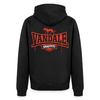Graffiti-Vandalin - Unisex Premium Bio Zip Hoodie - Schwarz - Hinten - Nico (187cm)