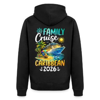 Family Cruise Caribbean 2026 - Unisex Premium Organic Zip Hoodie - black - Back - Nico (187cm)