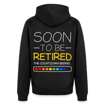 Bald im Ruhestand Der Countdown beginnt mit dem Ruhestand - Unisex Premium Bio Zip Hoodie - Schwarz - Hinten - Nico (187cm)