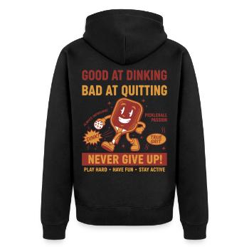 Pickleball-lustiger Spieler Gurkenball-Liebhaber spielen - Unisex Premium Bio Zip Hoodie - Schwarz - Hinten - Nico (187cm)