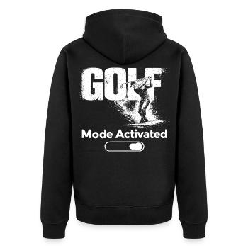 Golf Shirt Golf Mode Activated Golfer Gift - Unisex Premium Bio Zip Hoodie - Schwarz - Hinten - Nico (187cm)