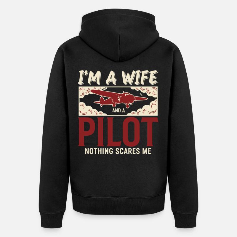 Pilotin Ehefrau Pilot - Unisex Premium Bio Zip Hoodie - Schwarz