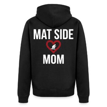Mat Side Mom Heart Design - Unisex Premium Organic Zip Hoodie - black - Back - Nico (187cm)