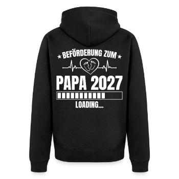Papa 2027 Loading – Beförderung zum Vater - Unisex Premium Bio Zip Hoodie - Schwarz - Hinten - Nico (187cm)