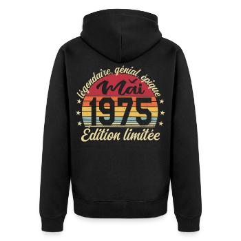 les légendes sont nées mai 1975 - Veste à capuche bio Premium Unisexe - noir - Dos - Nico (187cm)