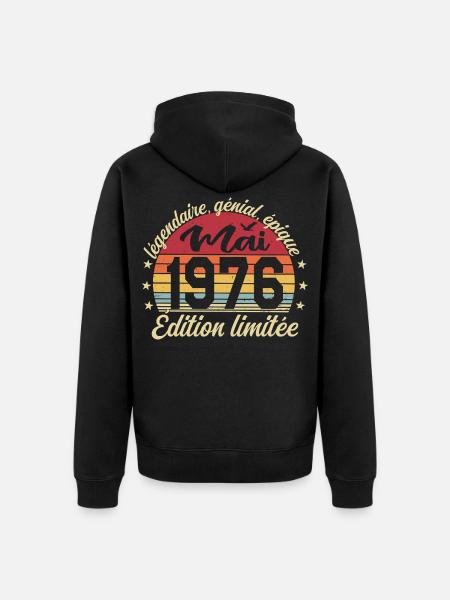 les légendes sont nées mai 1976 - Veste à capuche bio Premium Unisexe - noir