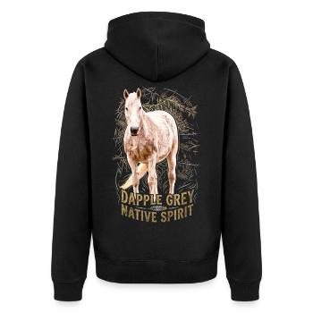 Dapple Grey Native Spirit Horse Illustration - Unisex Premium Organic Zip Hoodie - black - Back - Nico (187cm)