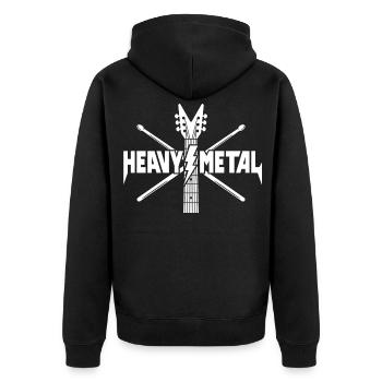 Logo guitare et baguettes de Heavy Metal - Veste à capuche bio Premium Unisexe - noir - Dos - Nico (187cm)