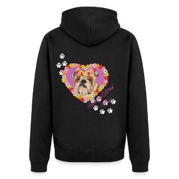 Resting B!tch Face Bulldog - Unisex Premium Organic Zip Hoodie - black - Back - Nico (187cm)