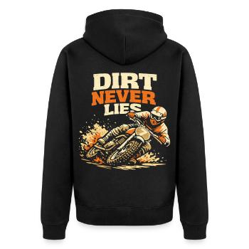 Vintage Motocross Fahrer Grafik - Unisex Premium Bio Zip Hoodie - Schwarz - Hinten - Nico (187cm)