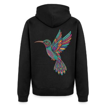 Alebrije Hummingbird Mexican Folk - Unisex Premium Organic Zip Hoodie - black - Back - Nico (187cm)