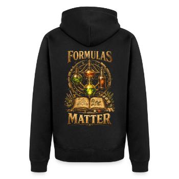 Apotheker Apothekerin Formulas Matter - Unisex Premium Bio Zip Hoodie - Schwarz - Hinten - Nico (187cm)