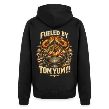 Thailand Thai Pride Fueled By Tom Yum - Unisex Premium Bio Zip Hoodie - Schwarz - Hinten - Nico (187cm)