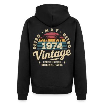 Vintage May 1974: The Authentic Myth May 1974 - Unisex Premium Organic Zip Hoodie - black - Back - Nico (187cm)