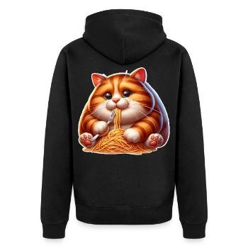 Katze Pasta - Unisex Premium Bio Zip Hoodie - Schwarz - Hinten - Nico (187cm)