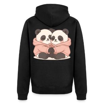 Câlins de pandas en sweat à capuche – Pastel Kawaii - Veste à capuche bio Premium Unisexe - noir - Dos - Nico (187cm)