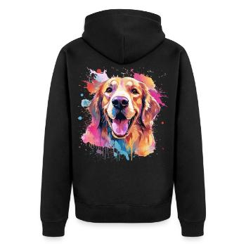 Art coloré de chien en Golden Retriever - Veste à capuche bio Premium Unisexe - noir - Dos - Nico (187cm)
