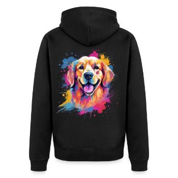 Splash Art Golden Retriever - Unisex Premium Bio Zip Hoodie - Schwarz - Hinten - Nico (187cm)