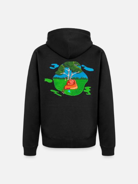 Mushroom for back - Unisex Premium Organic Zip Hoodie - black