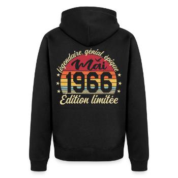 les légendes sont nées mai 1966 - Veste à capuche bio Premium Unisexe - noir - Dos - Nico (187cm)