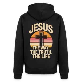 Jésus la voie, la vérité, la vie, Jean 14:6 - Veste à capuche bio Premium Unisexe - noir - Dos - Nico (187cm)