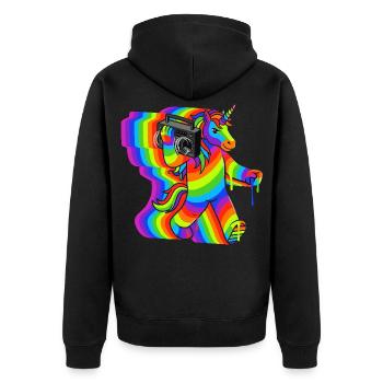 Sound Unicorn Ghetto Blaster - Unisex Premium Organic Zip Hoodie - black - Back - Nico (187cm)