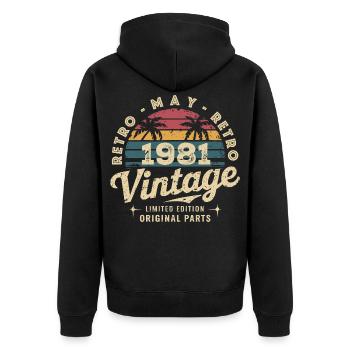 Vintage May 1981: The Authentic Myth May 1981 - Unisex Premium Organic Zip Hoodie - black - Back - Nico (187cm)
