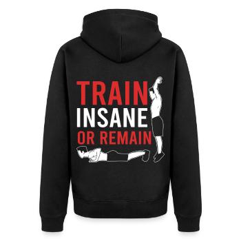 Fitnesstrainer Personal Trainer - Unisex Premium Bio Zip Hoodie - Schwarz - Hinten - Nico (187cm)