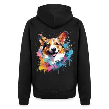 Art éclaboussé de chien corgi gallois de Pembroke coloré - Veste à capuche bio Premium Unisexe - noir - Dos - Nico (187cm)
