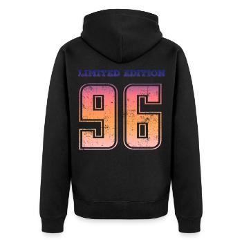 Vintage 1996 - Unisex Premium Bio Zip Hoodie - Schwarz - Hinten - Nico (187cm)