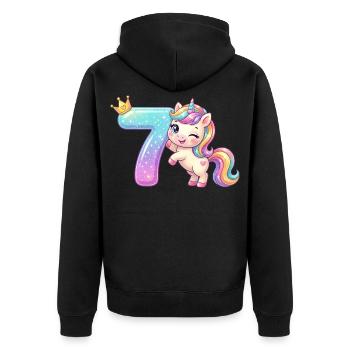 J’ai 7 ans de Kawaii Unicorn Girl Anniversaire - Veste à capuche bio Premium Unisexe - noir - Dos - Nico (187cm)