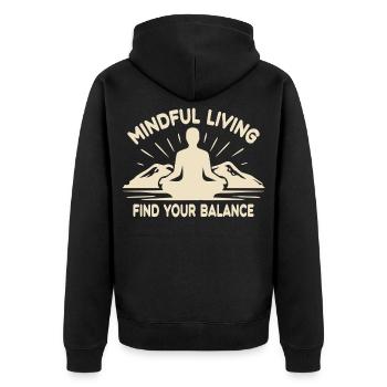 Yoga, Meditation, Mountains, Mindfulness, Tranquility - Unisex Premium Organic Zip Hoodie - black - Back - Nico (187cm)
