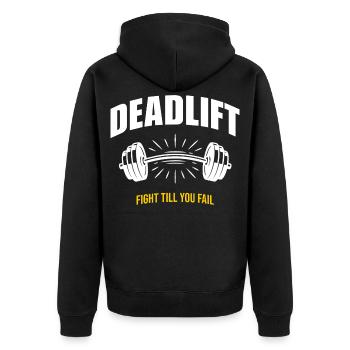 Deadlift Strength Training Powerlifting Gym Motivation - Unisex Premium Organic Zip Hoodie - black - Back - Nico (187cm)