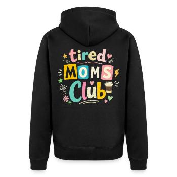 Müde Mamas Club - Kaffee Mama Humor - Unisex Premium Bio Zip Hoodie - Schwarz - Hinten - Nico (187cm)