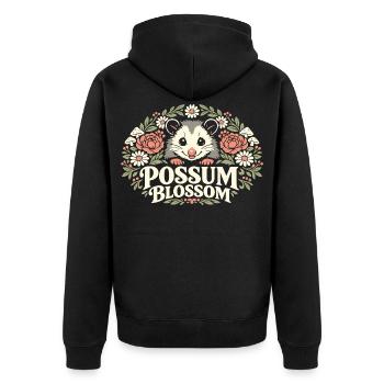 Possum Blossom - Unisex Premium Organic Zip Hoodie - black - Back - Nico (187cm)