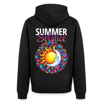 Litha Pagan: Sommersonnenwende, Mittsommer, Mittsommer, Mittsommer. - Unisex Premium Bio Zip Hoodie - Schwarz - Hinten - Nico (187cm)