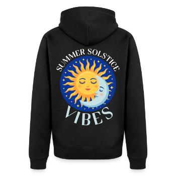 Litha Pagan: Sommersonnenwende, Mittsommer, Mittsommer, Mittsommer. - Unisex Premium Bio Zip Hoodie - Schwarz - Hinten - Nico (187cm)