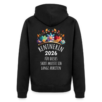 Rente | Rentnerin 2026 | Ruhestand Pension - Unisex Premium Bio Zip Hoodie - Schwarz - Hinten - Nico (187cm)