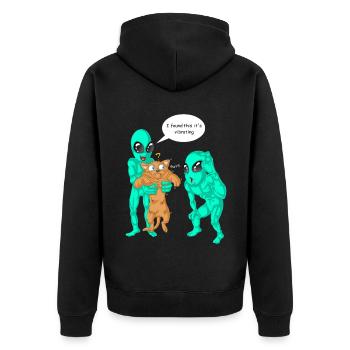 Außerirdische haben Katzenhemd gefunden - Unisex Premium Bio Zip Hoodie - Schwarz - Hinten - Nico (187cm)